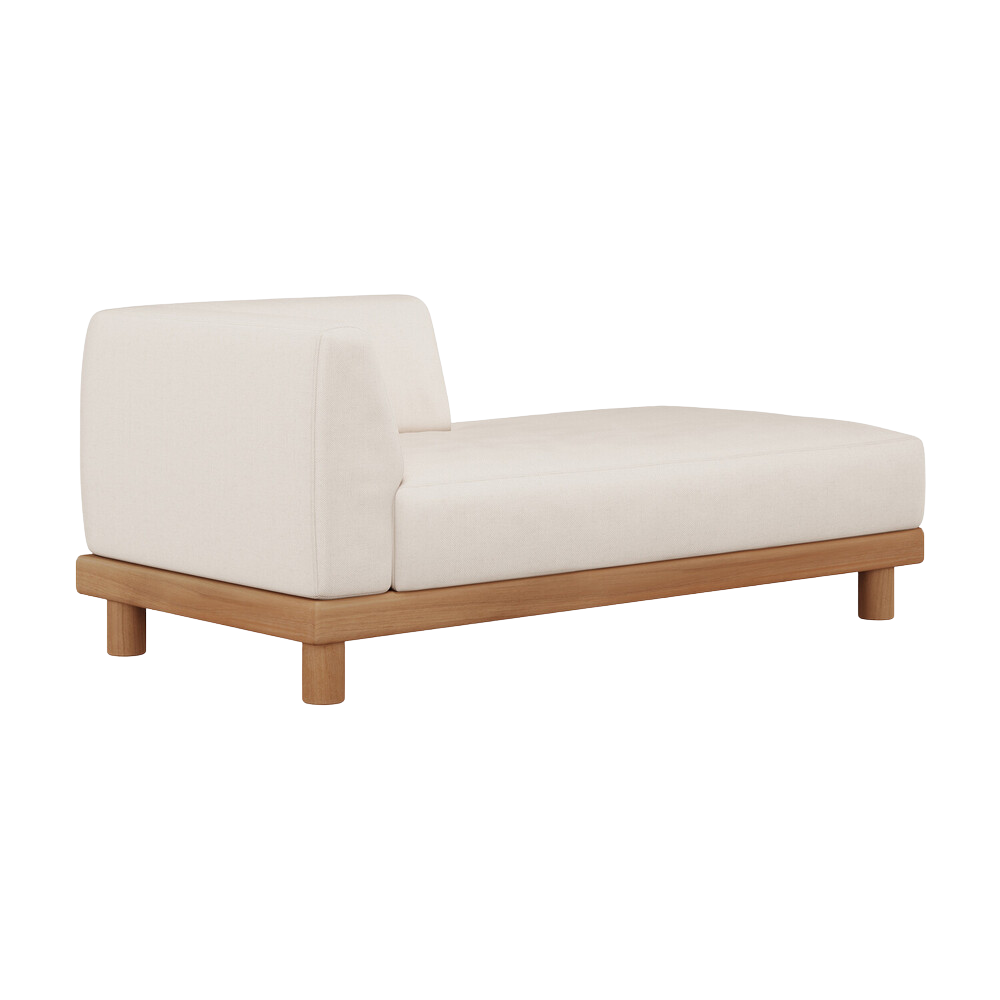 The Monocle Outdoor Modular Daybed Left from Ethnicraft with a left-side armrest.