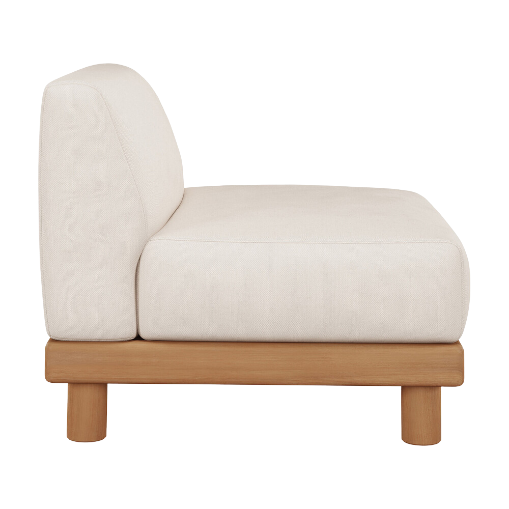 The Monocle Outdoor Modular Sofa 1-Seater from Ethnicraft with a side angle.