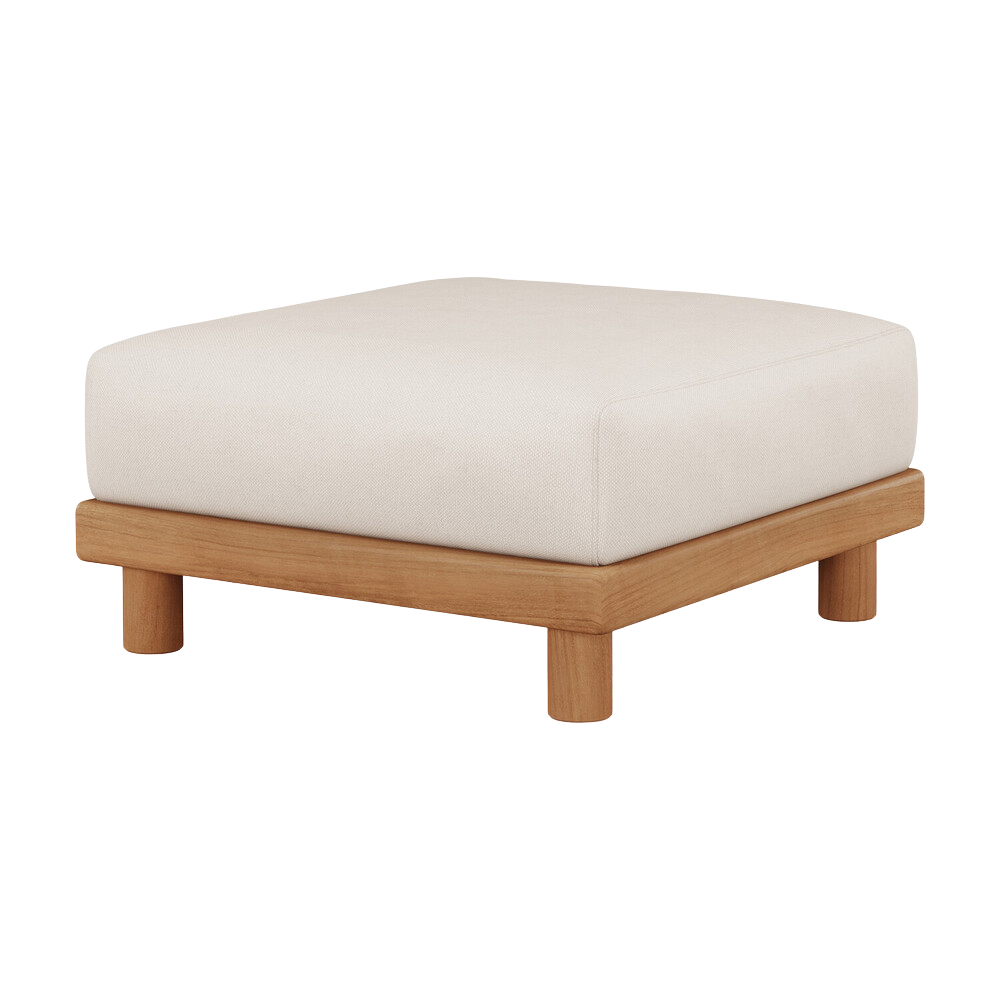 The Monocle Outdoor Modular Sofa Footstool from Ethnicraft with a side angle.