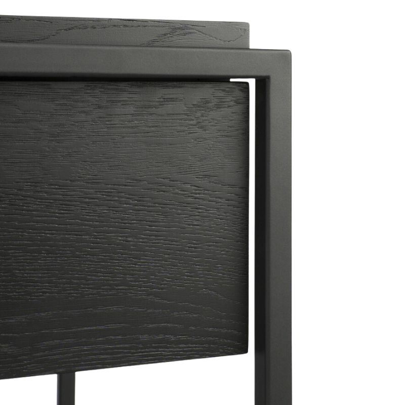 The Monolit Console from Ethnicraft in black oak close up.