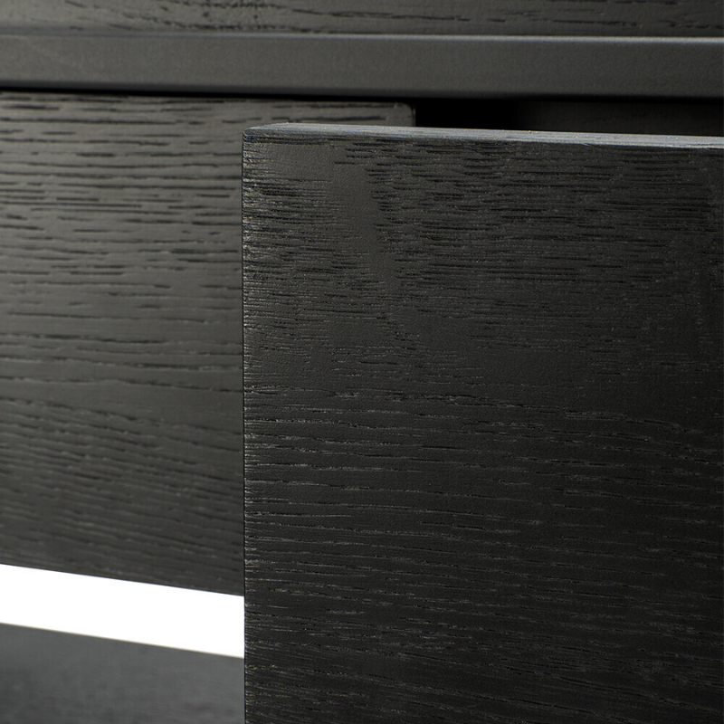 The Monolit Console from Ethnicraft in black oak highlighting the wood.