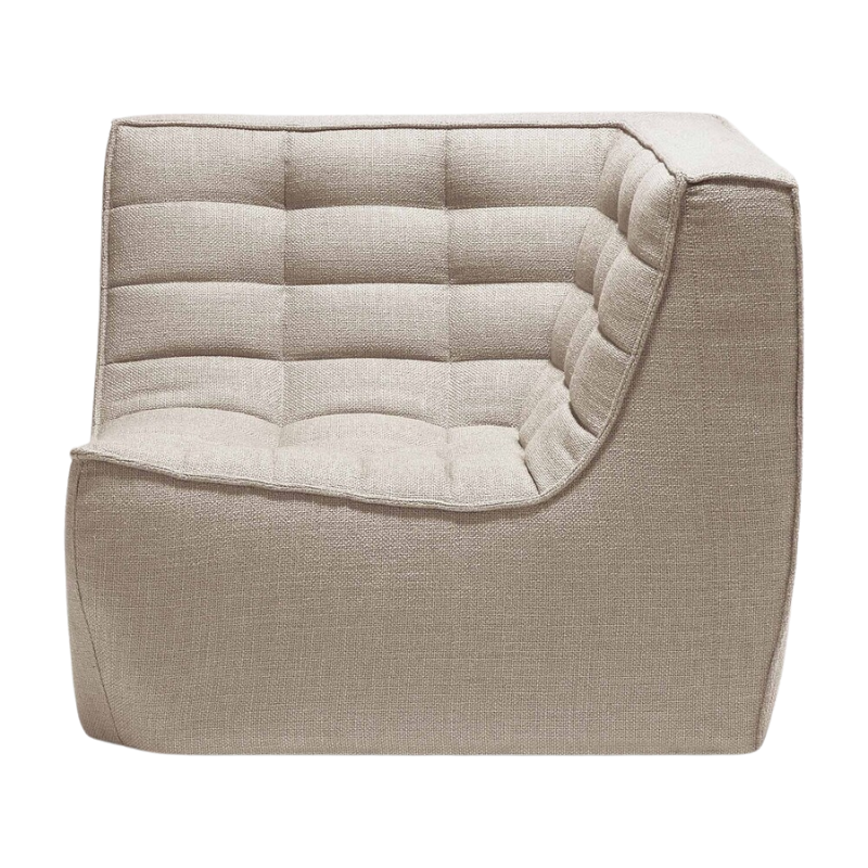 The N701 Corner Unit from Ethnicraft with beige standard fabric from the side.