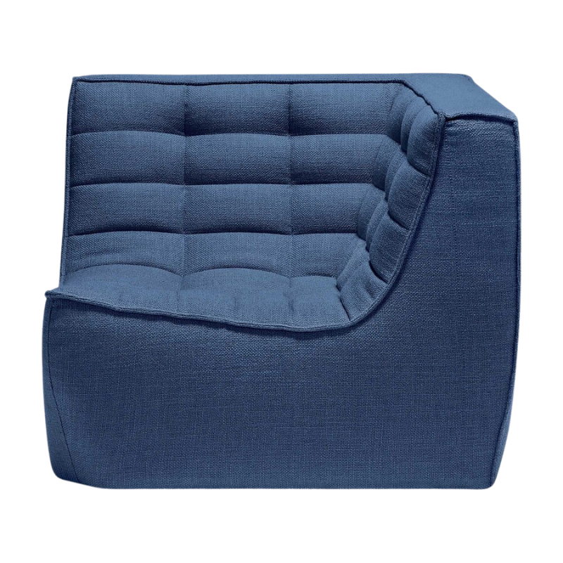 The N701 Corner Unit from Ethnicraft with blue standard fabric from the side.