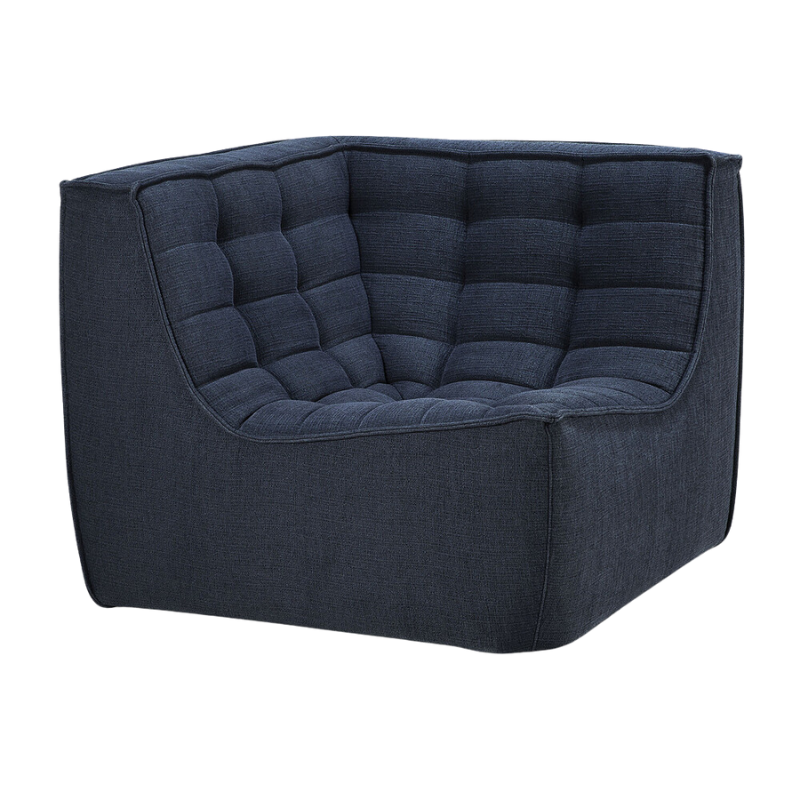 The N701 Corner Unit from Ethnicraft with graphite eco fabric from an angle.