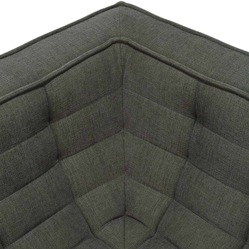 The N701 Corner Unit from Ethnicraft with moss eco fabric close up.