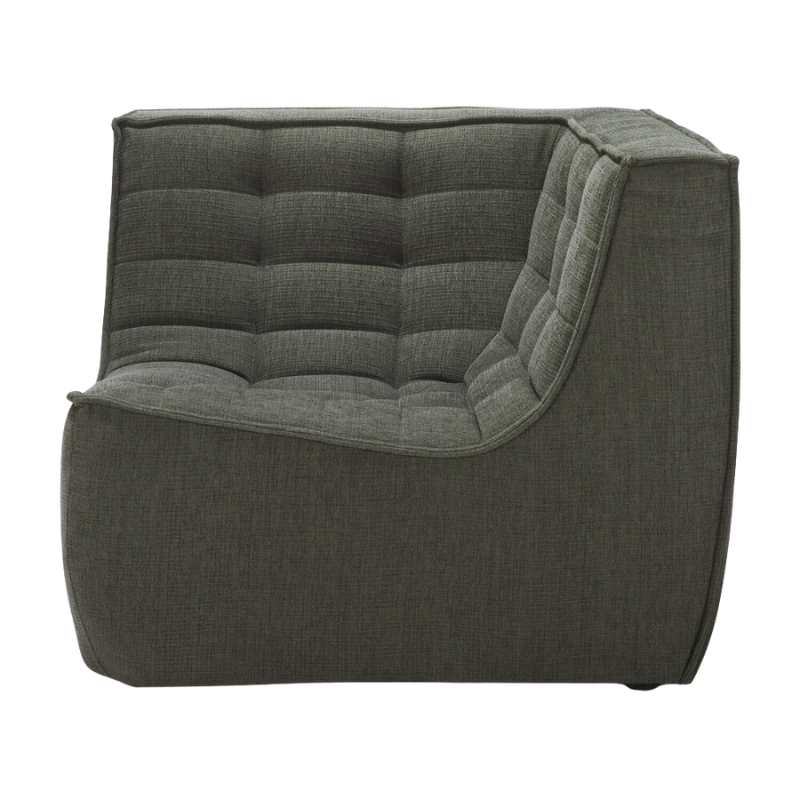 The N701 Corner Unit from Ethnicraft with moss eco fabric from the side.