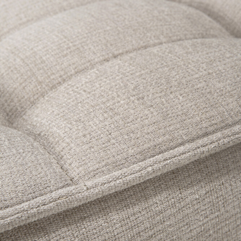 The N701 Footstool from Ethnicraft with ecru eco fabric close up.