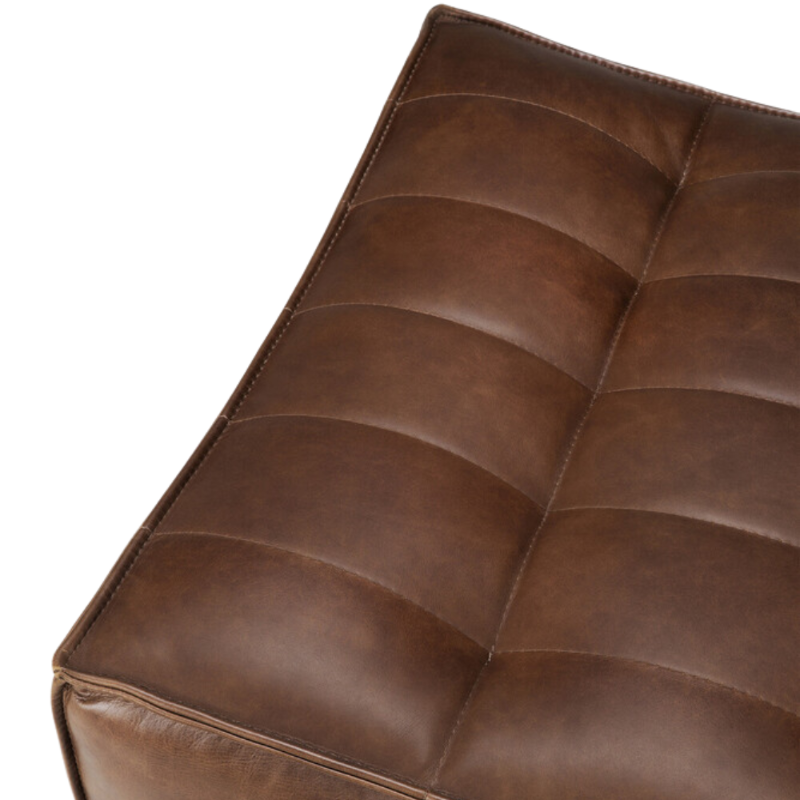 The N701 Leather Footstool Chestnut by Ethnicraft from the top angle.