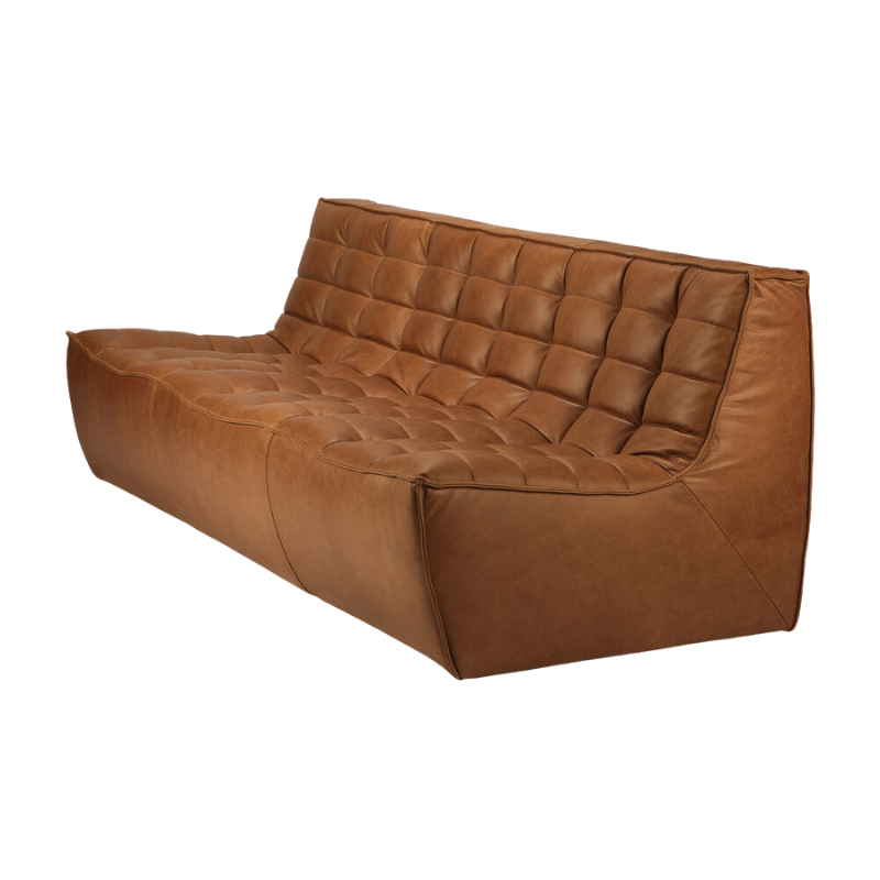 The N701 Leather Three Seater Sofa from Ethnicraft from the side.