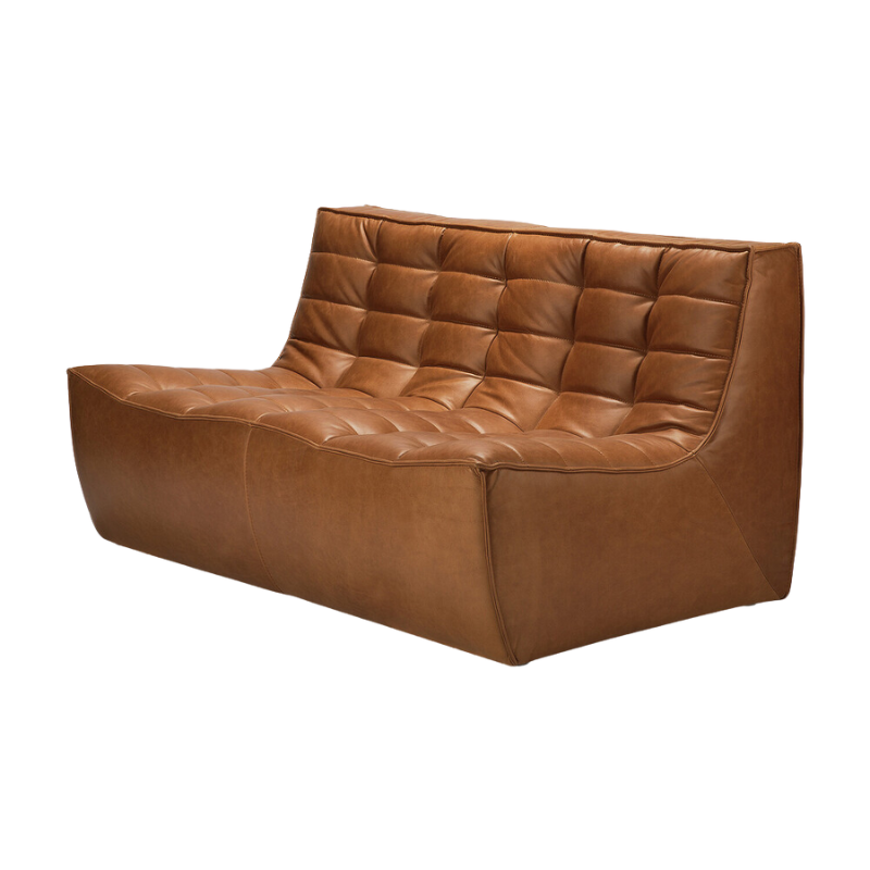 The N701 Leather Two Seater Sofa from Ethnicraft from an angle.