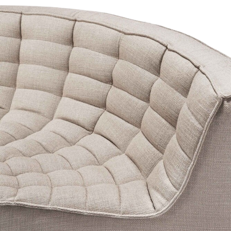 The N701 Modular Round Corner Sofa 1-2 from Ethnicraft in beige standard fabric round curve in details. all-groups