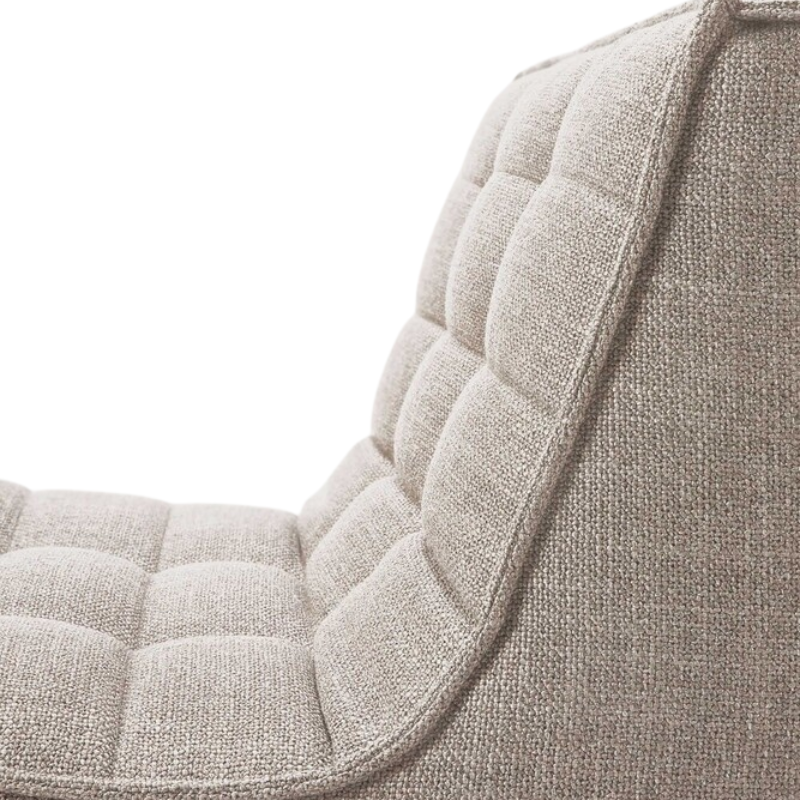 The N701 Modular Round Corner Sofa 1-2 from Ethnicraft in beige standard fabric from the backrest close-up. all-groups