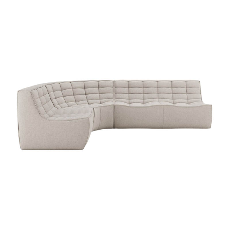 The N701 Modular Round Corner Sofa 1-2 Left from Ethnicraft in beige standard fabric.