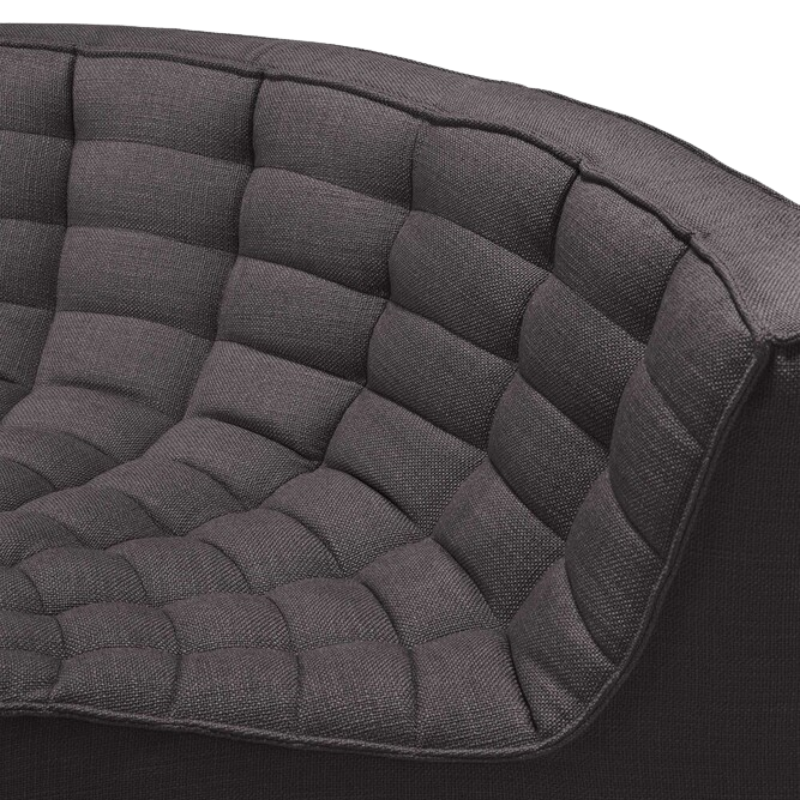 The N701 Modular Round Corner Sofa 1-2 Right from Ethnicraft in dark grey standard fabric with curved details. all-groups