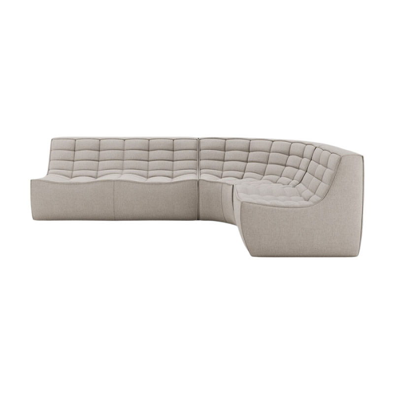 The N701 Modular Round Corner Sofa 1-2 Right from Ethnicraft in ecru eco fabric.