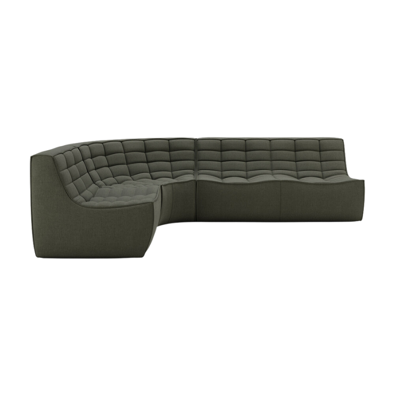 The N701 Modular Round Corner Sofa 1-2 Left from Ethnicraft in moss eco fabric.