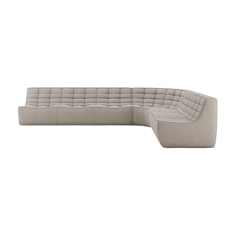 The N701 Modular Round Corner Sofa 2-3 Right from Ethnicraft in ecru eco fabric.