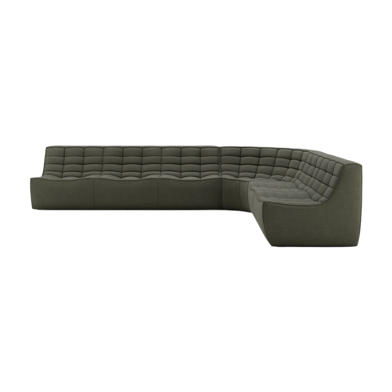 The N701 Modular Round Corner Sofa 2-3 Right from Ethnicraft in Moss eco fabric.