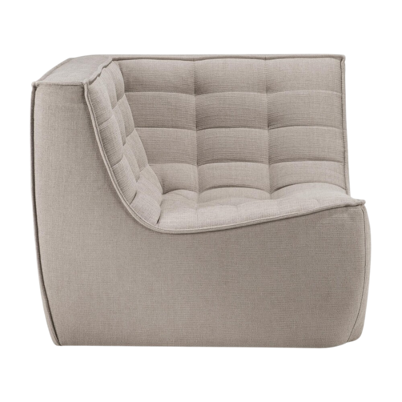 The square corner N701 Modular Sectional Sofa, Square 1-2 from Ethnicraft in ecru eco fabric from the side.