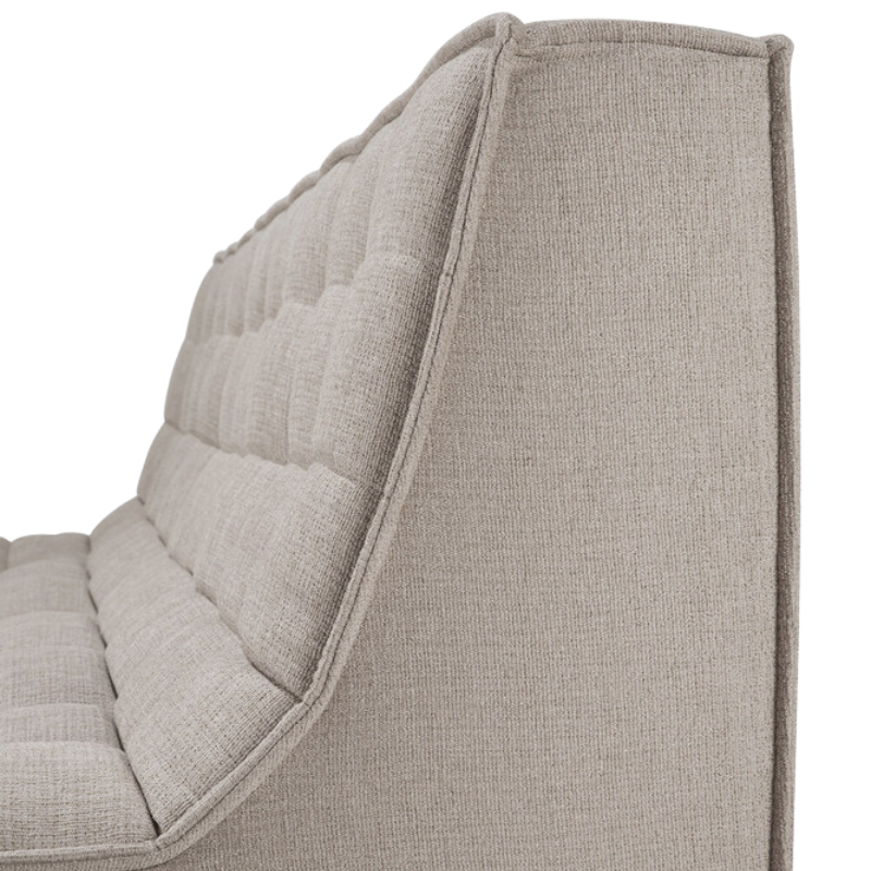 The two seater N701 Modular Sectional Sofa, Square 1-2 from Ethnicraft in ecru eco fabric focusing on the upholstery.