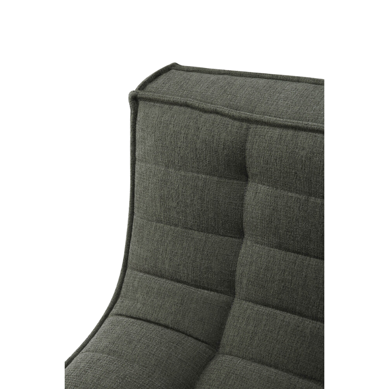 The N701 Modular Sectional Sofa, Square 1-2 from Ethnicraft in moss eco fabric highlighting the stitching.