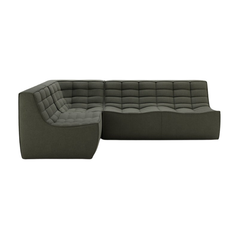 The N701 Modular Sectional Sofa, Square 1-2 from Ethnicraft in moss eco fabric.