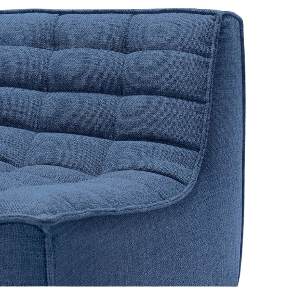 The N701 Modular Sofa from Ethnicraft with blue standard fabric showing the backrest.