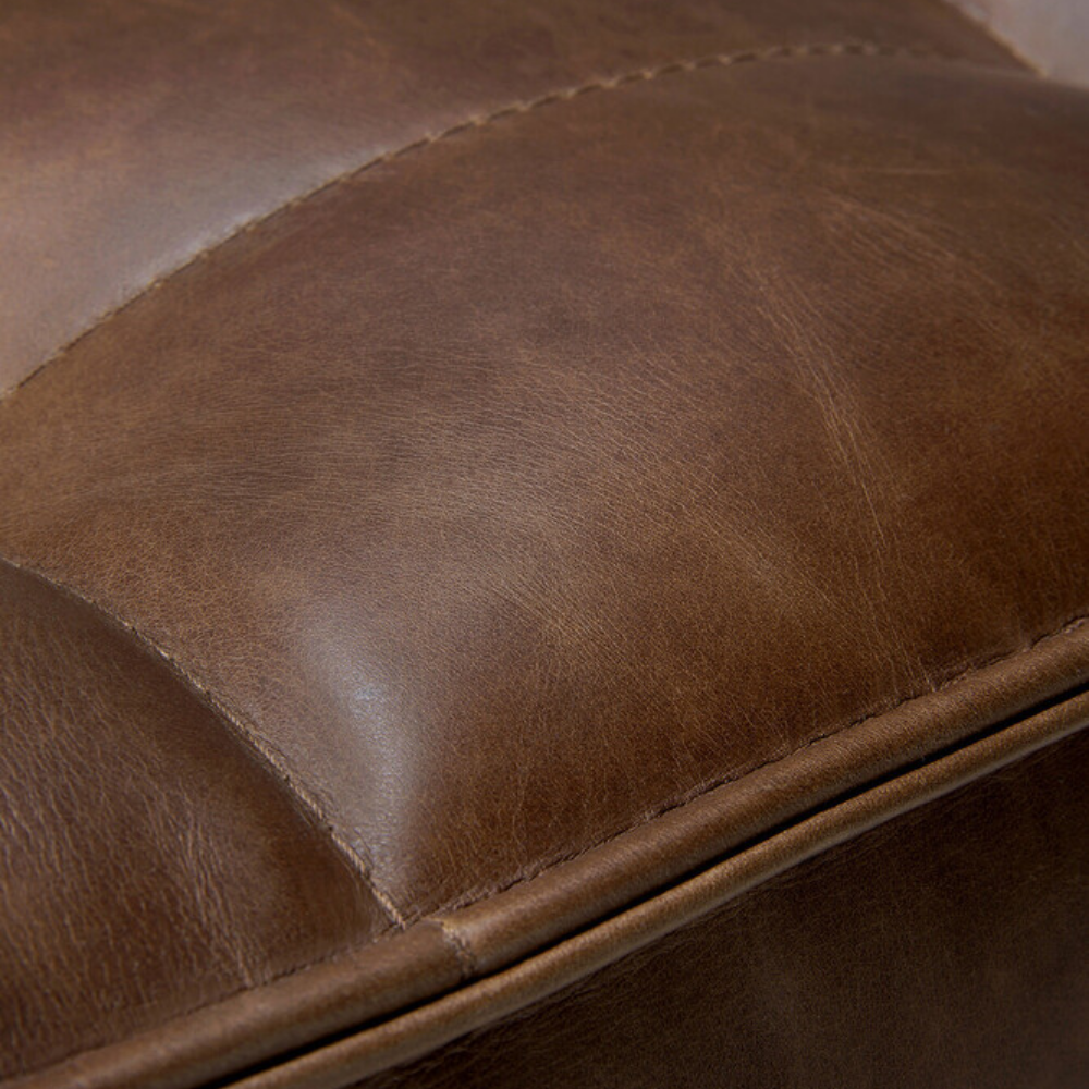 The N701 Modular Sofa from Ethnicraft with chestnut aniline leather close up.
