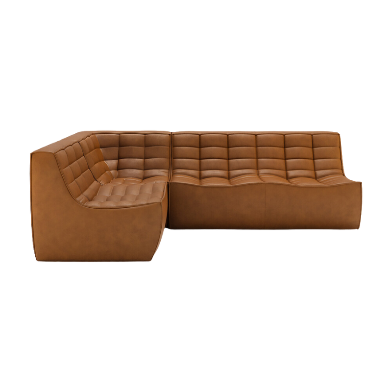 The N701 Modular Sofa Set 90 Degree Square Corner Old Saddle Left from Ethnicraft.