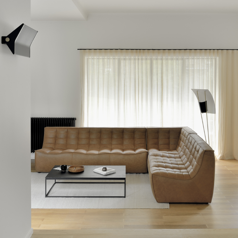 The N701 Modular Sofa Set 90 Degree Square Corner Old Saddle from Ethnicraft in office area. all-groups