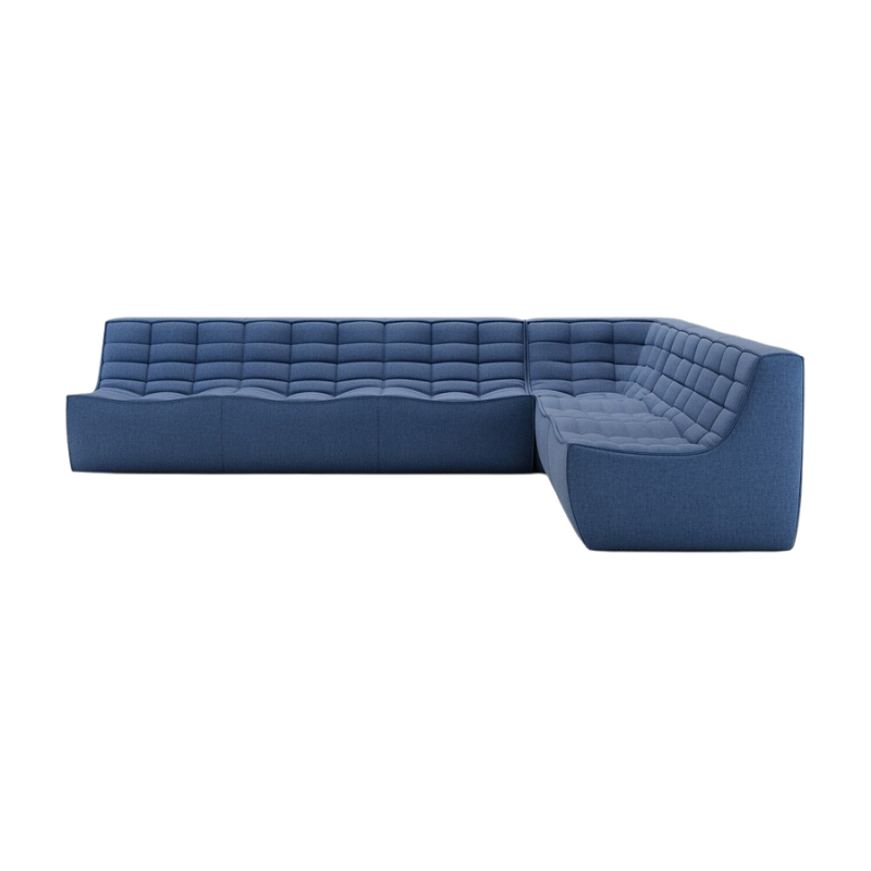The N701 Modular Square Corner Sofa 2-3 Right from Ethnicraft blue standard fabric.