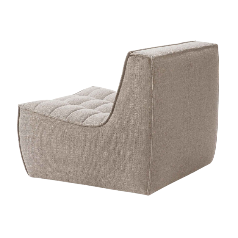 The N701 One Seater from Ethnicraft with beige standard fabric from the back at an angle.