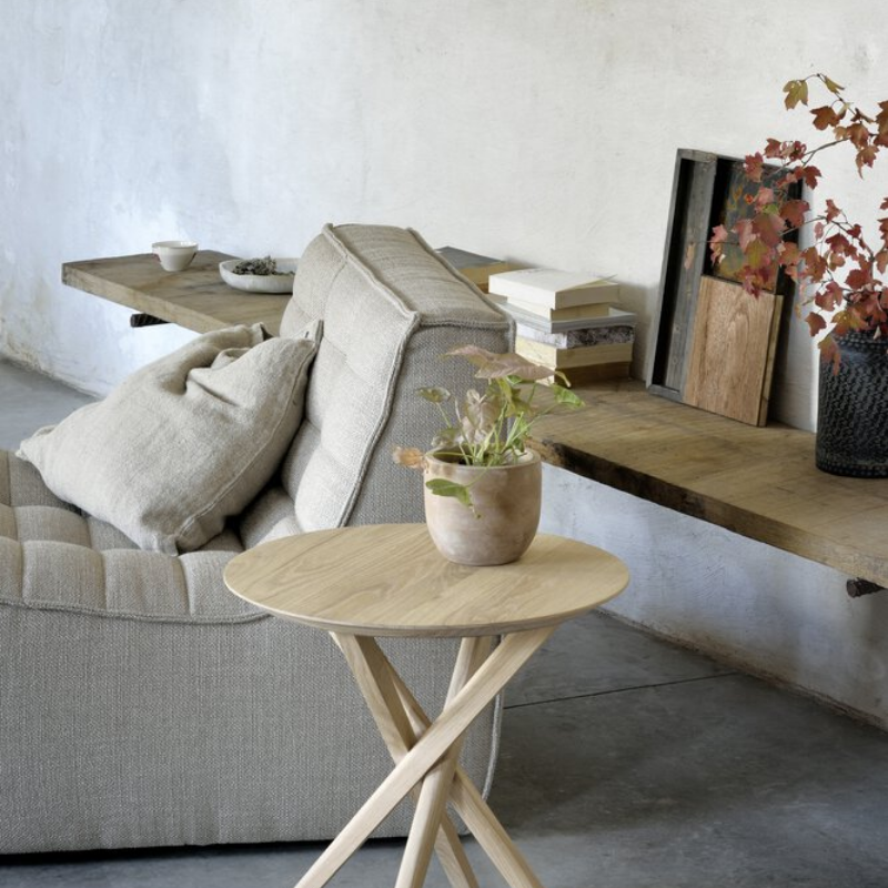 The N701 One Seater from Ethnicraft with beige standard fabric in a living room.