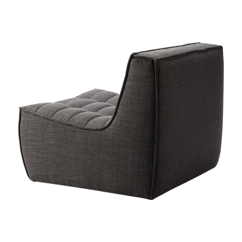 The N701 One Seater from Ethnicraft with dark grey standard fabric from the back at an angle.
