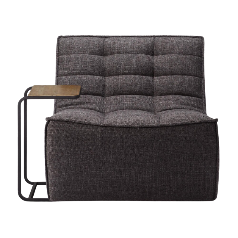 The N701 One Seater from Ethnicraft with dark grey standard fabric and a side table.