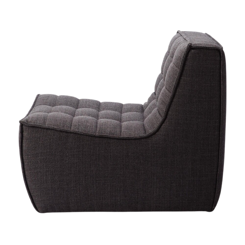 The N701 One Seater from Ethnicraft with dark grey standard fabric from the side.