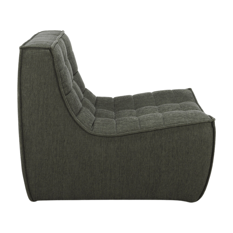 The N701 One Seater from Ethnicraft with moss eco fabric from the side.