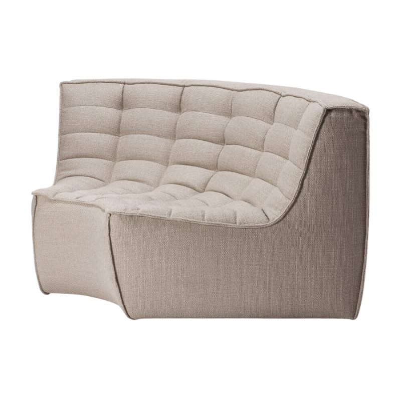 The N701 Round Corner from Ethnicraft in beige standard fabric from the side.