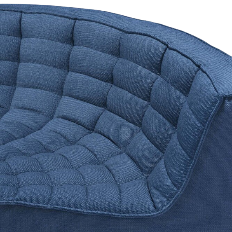 The N701 Round Corner from Ethnicraft in blue standard fabric close up.