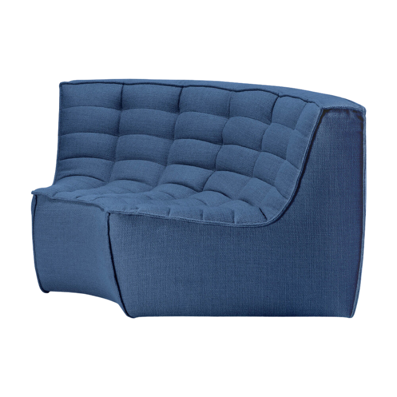 The N701 Round Corner from Ethnicraft in blue standard fabric from the side.