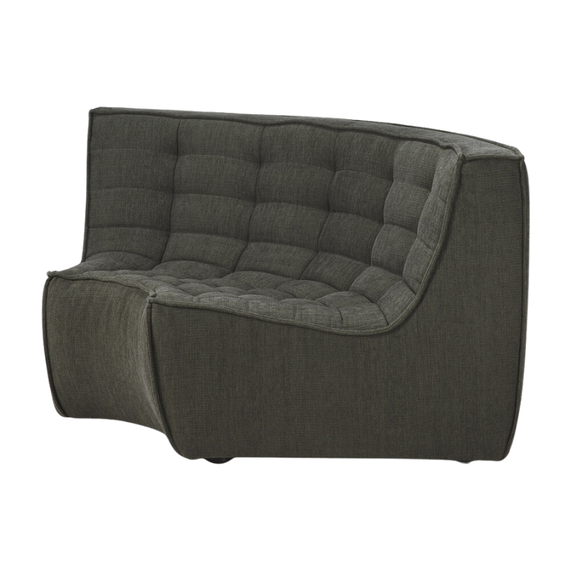 The N701 Round Corner from Ethnicraft in moss eco fabric from the side.