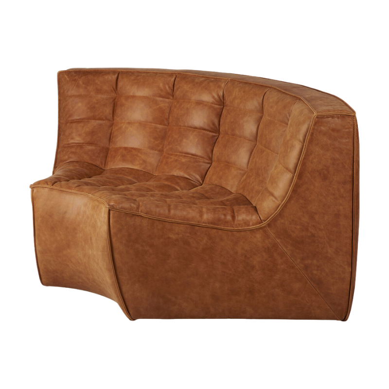 The N701 Round Leather Corner from Ethnicraft from the side.
