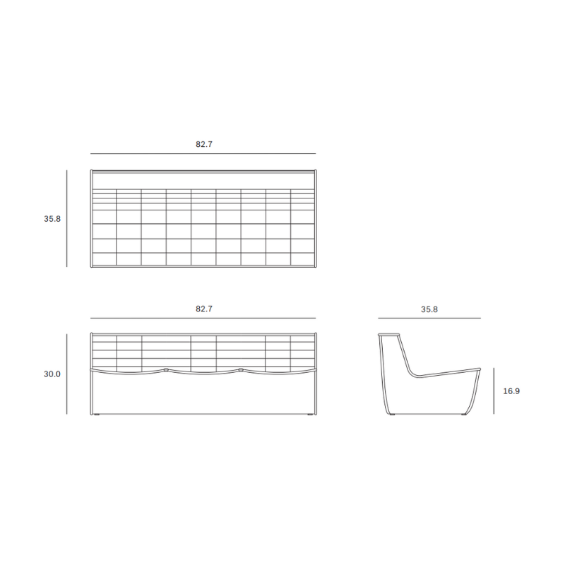 The N701 Three Seater Sofa from Ethnicraft dimensions. all-groups