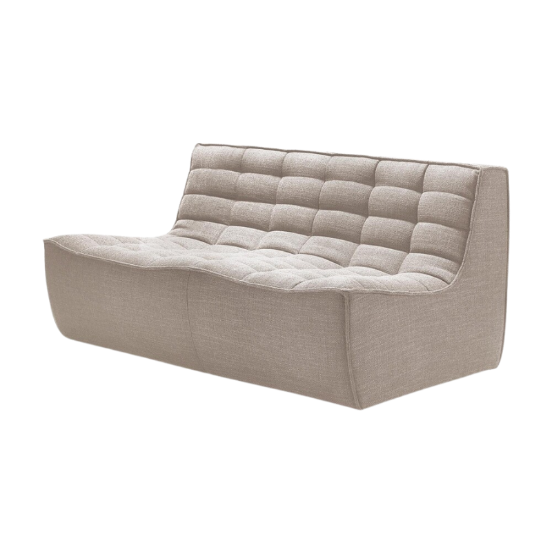 The N701 Two Seater Sofa from Ethnicraft with beige standard fabric from an angle.