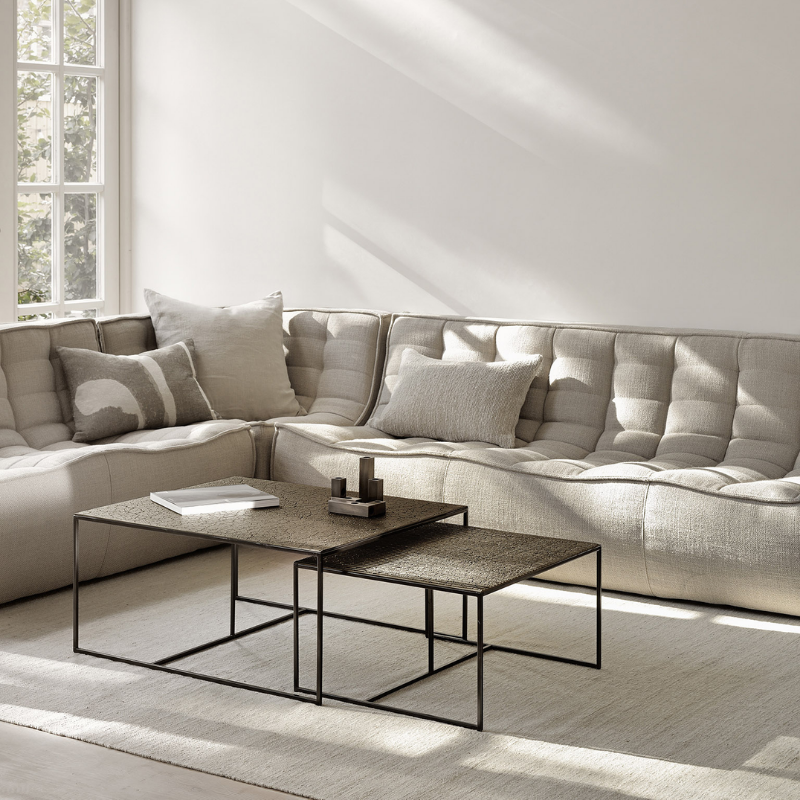 The N701 Two Seater Sofa from Ethnicraft with beige standard fabric in a family area.