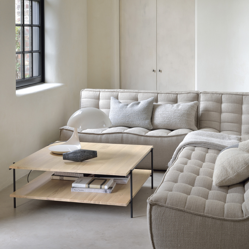 The N701 Two Seater Sofa from Ethnicraft with beige standard fabric in a lounge.