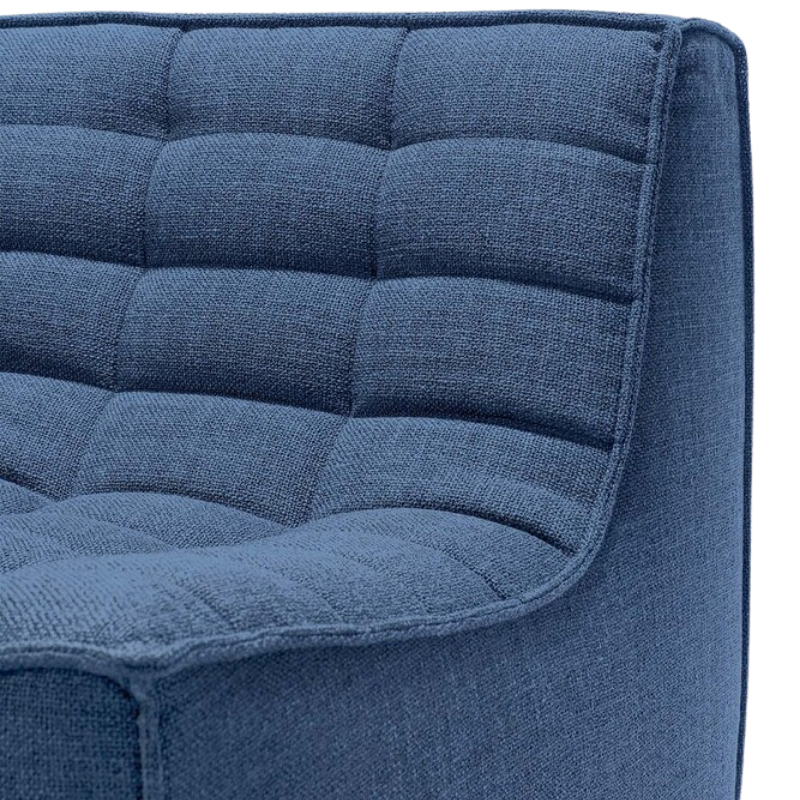 The N701 Two Seater Sofa from Ethnicraft with blue standard fabric close up.