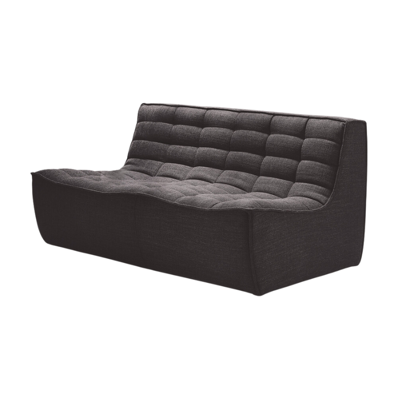 The N701 Two Seater Sofa from Ethnicraft with dark grey standard fabric from an angle.