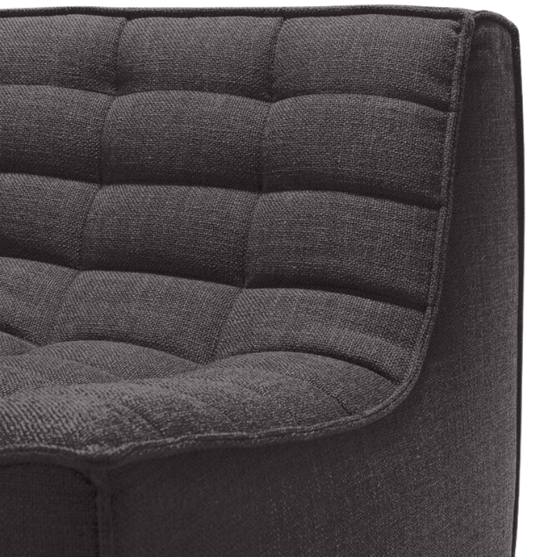 The N701 Two Seater Sofa from Ethnicraft with dark grey standard fabric close up.