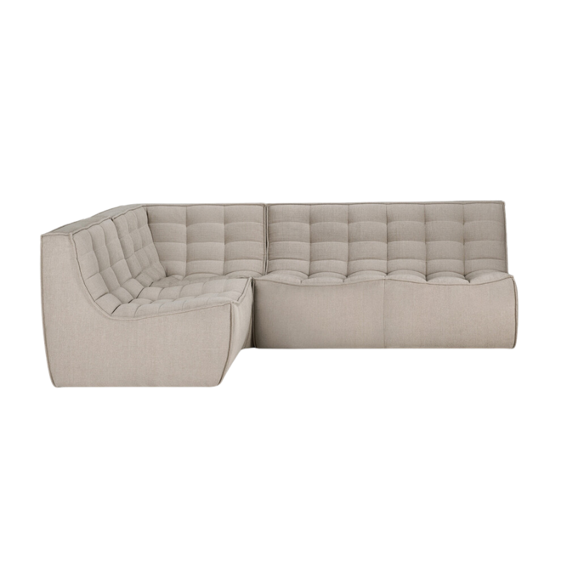 The N701 Two Seater Sofa from Ethnicraft with ecru eco fabric in a sofa setup.